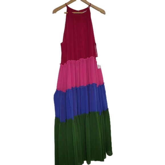 Chico's Maxi Dress Womens Size 3 US XL Colorblock Halter Summer Boho New - Picture 7 of 16